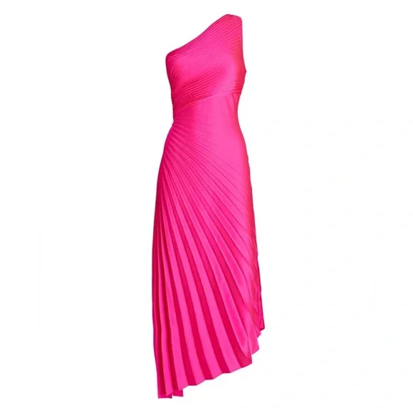 A.L.C Pink One Shoulder Midi Dress (Size 0)